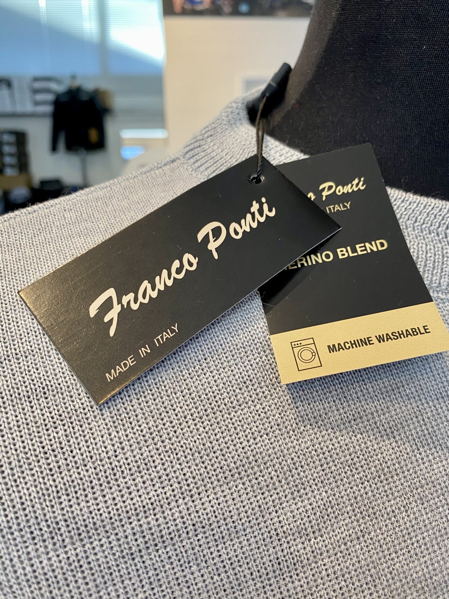 Franco Ponti Round Neck Merino Mix Jumper, Silver