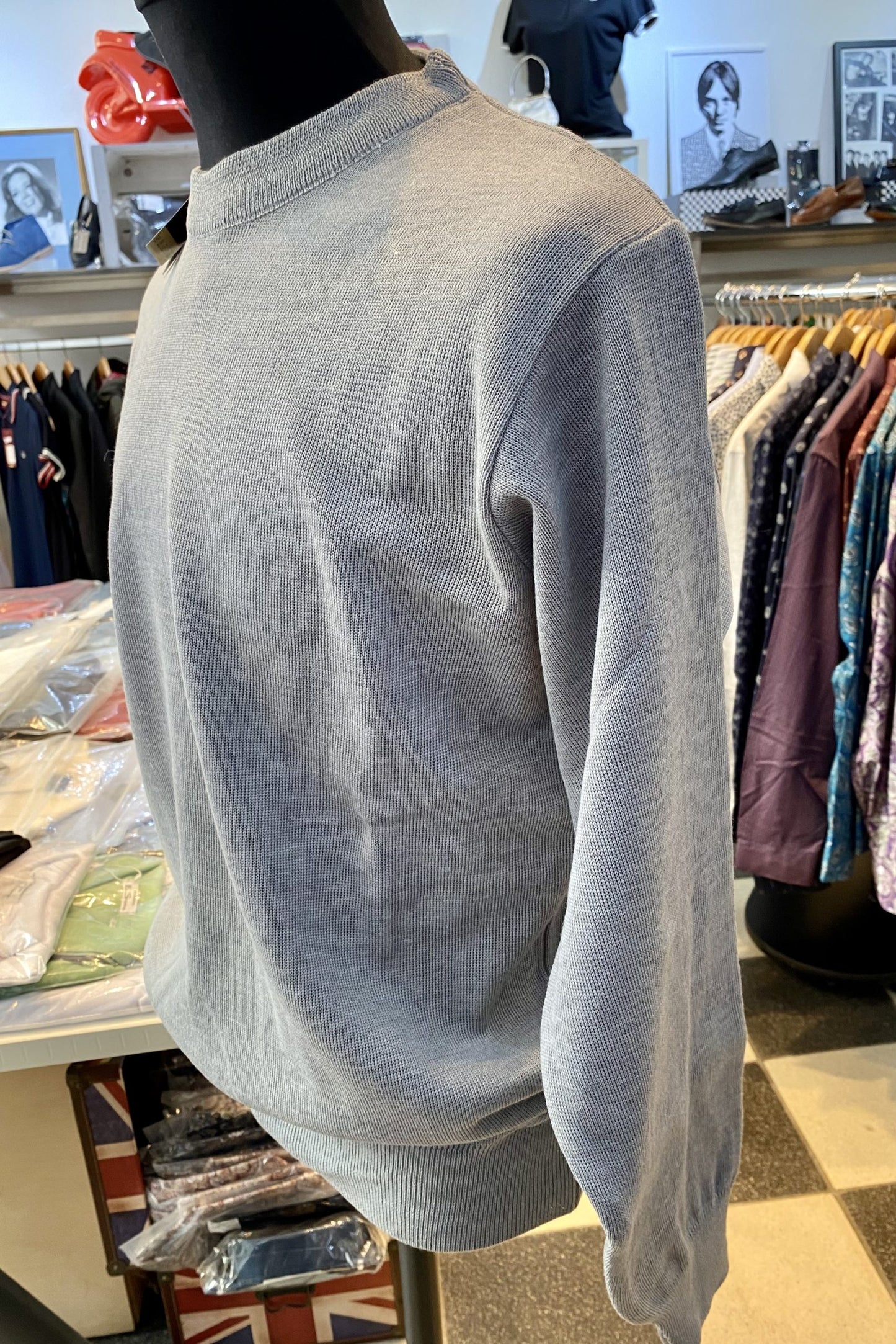 Franco Ponti Round Neck Merino Mix Jumper, Silver