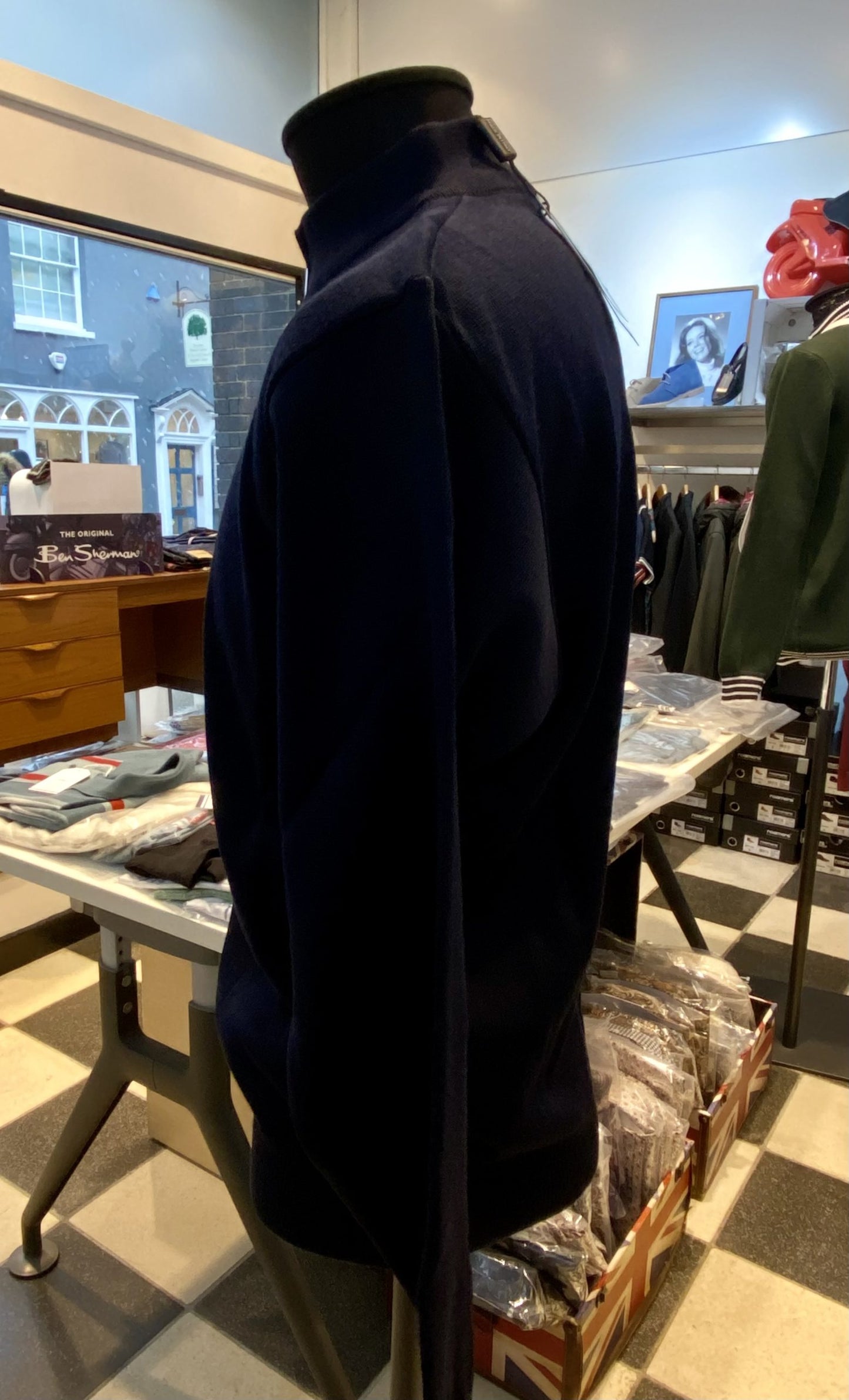 Franco Ponti Zip Neck Merino Mix Jumper, Dark Navy