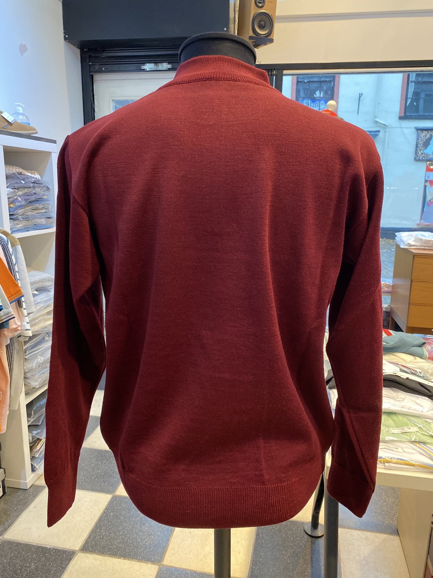 Franco Ponti Zip Neck Merino Mix Jumper, Wine