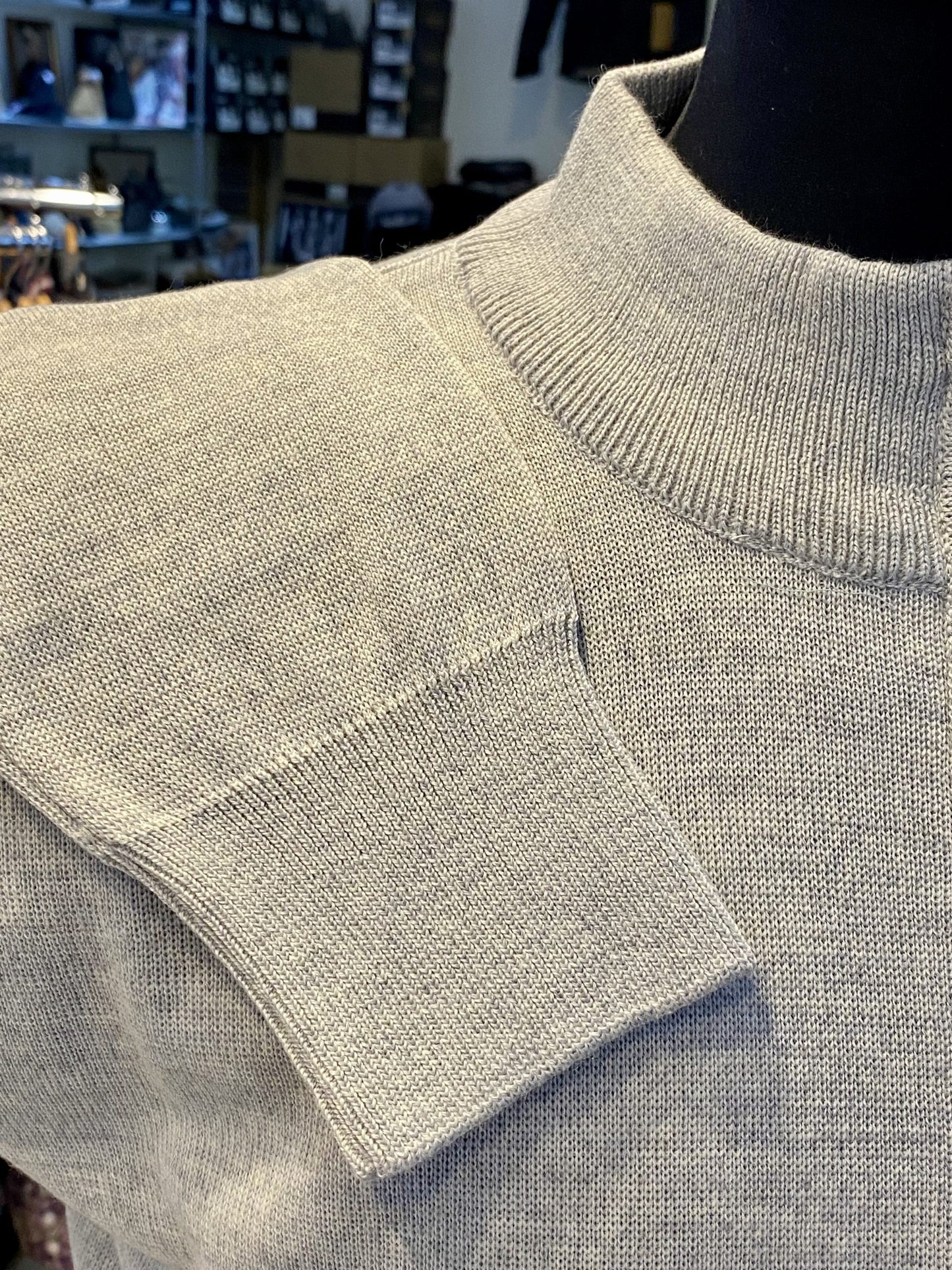 Franco Ponti Zip Neck Merino Mix Jumper, Shadow Grey