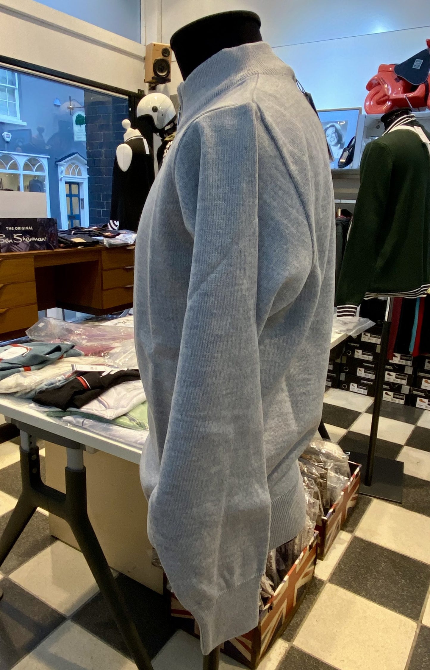 Franco Ponti Zip Neck Merino Mix Jumper, Shadow Grey