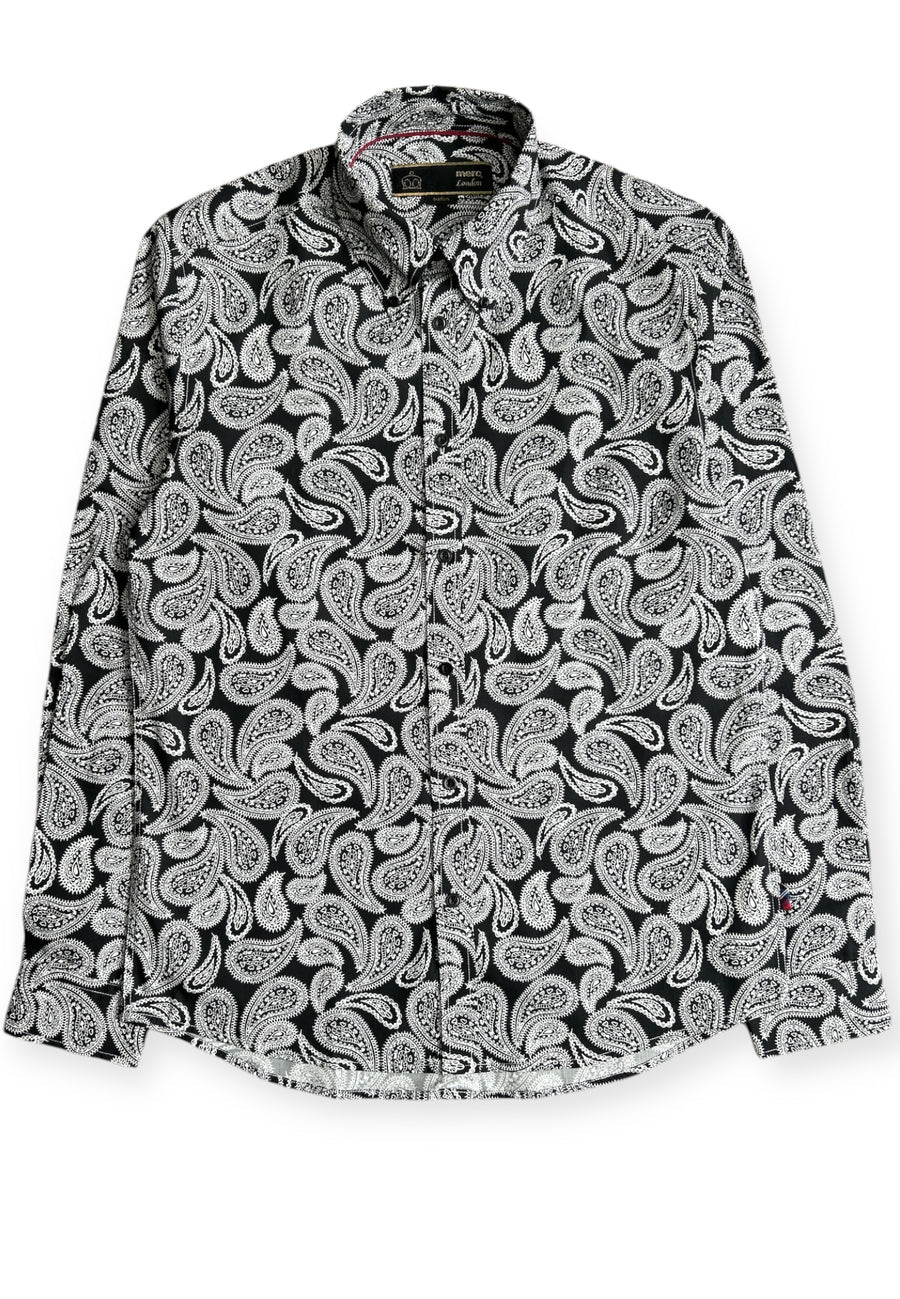 Merc ‘Ralph’ Paisley Shirt, Black & White