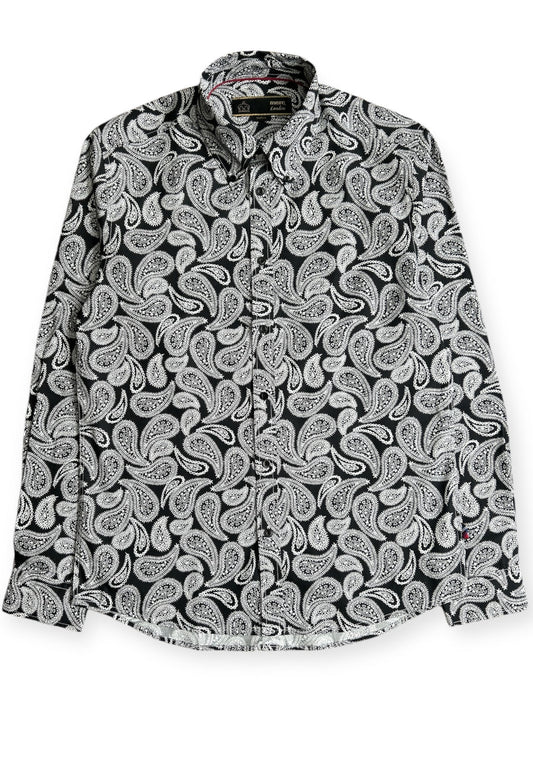 Merc ‘Ralph’ Paisley Shirt, Black & White