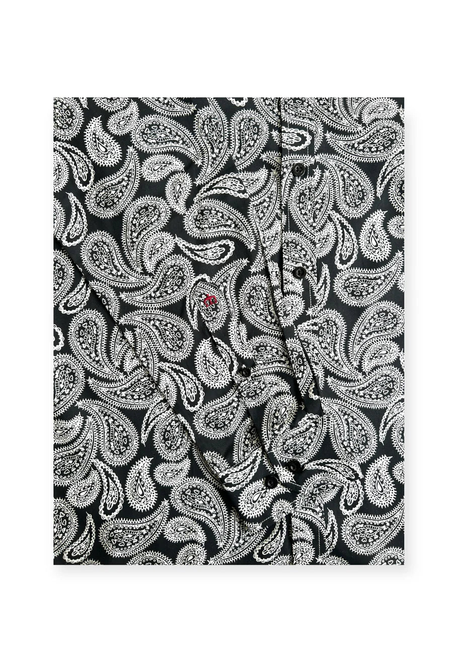 Merc ‘Ralph’ Paisley Shirt, Black & White
