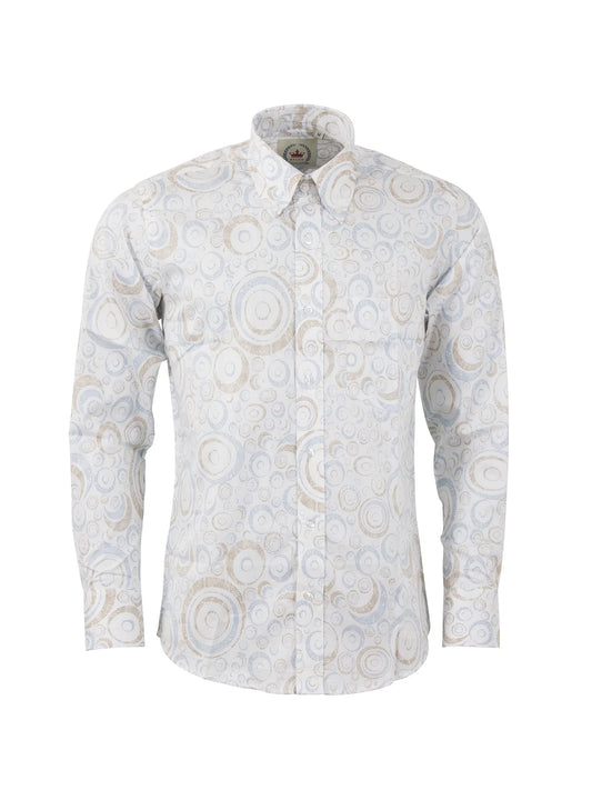 Relco Long Sleeved Circle Pattern Shirt, White