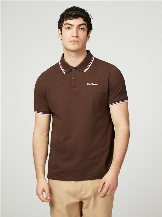 Ben Sherman Signature Pique Polo Shirt, Dark Brown