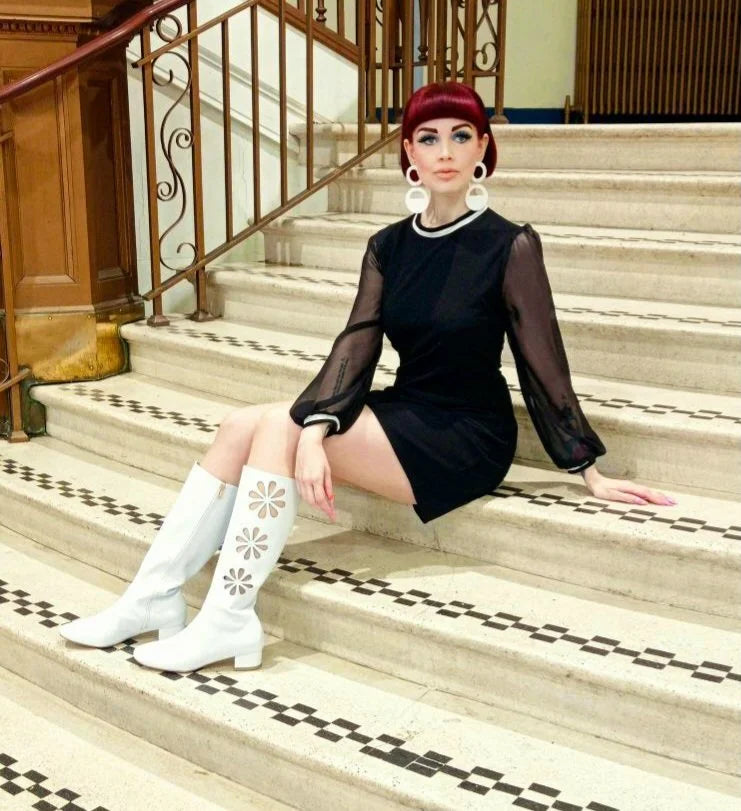 Love Her Madly Audrey Dress, Black with Chiffon Sleeves