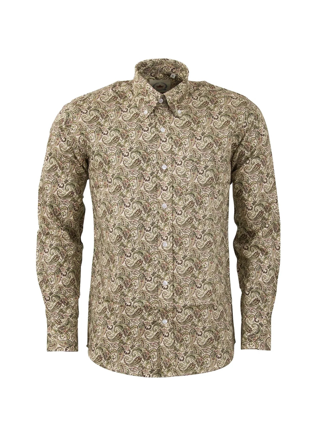 Relco Long Sleeved Paisley Shirt, Stone