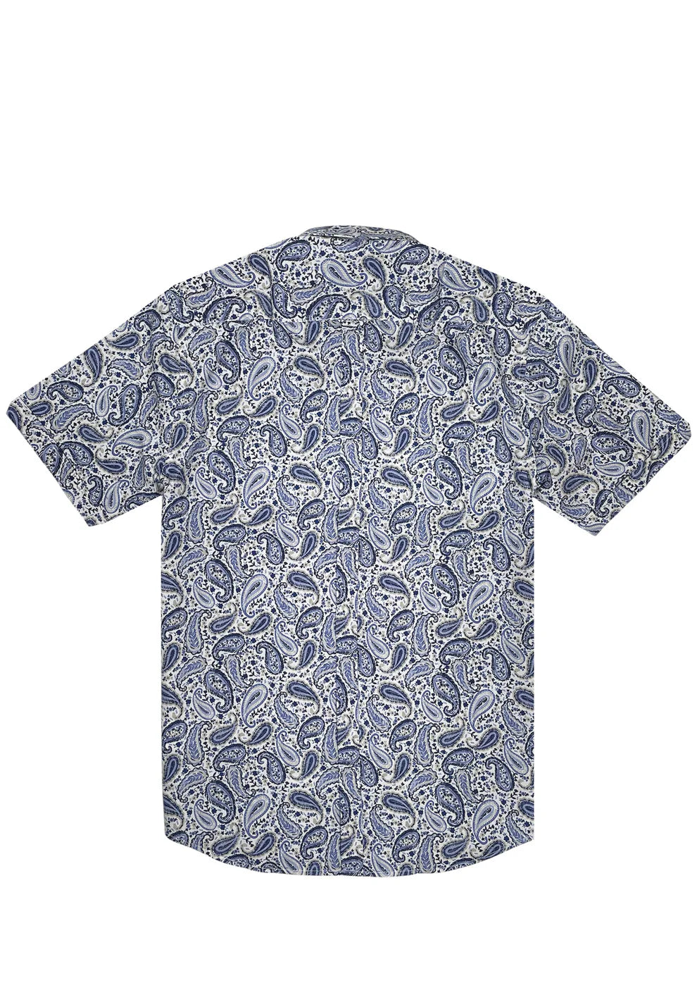 Merc ‘Boreland’ Short Sleeved Paisley Shirt, Blue and White