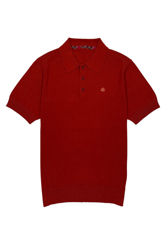 Merc ‘Archie’ Short Sleeved Knit Polo Shirt, Sienna