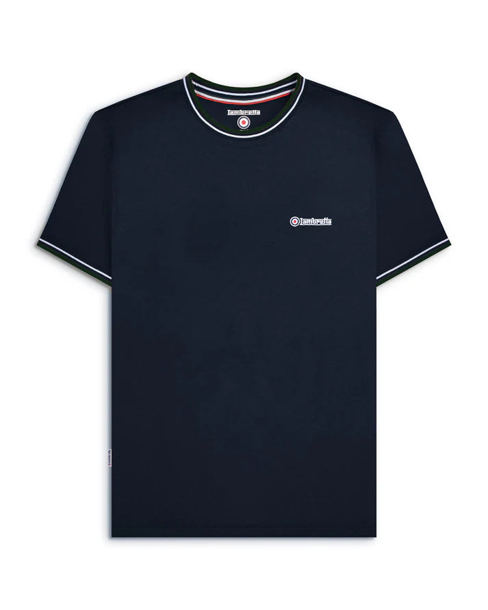 Lambretta Twin Tipped Pique T-Shirt, Navy