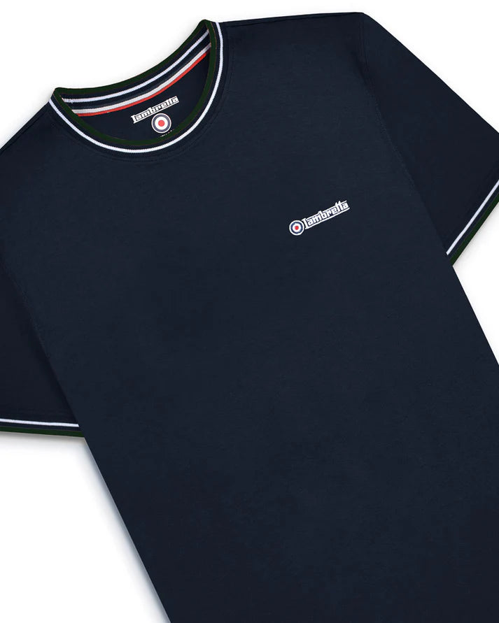 Lambretta Twin Tipped Pique T-Shirt, Navy