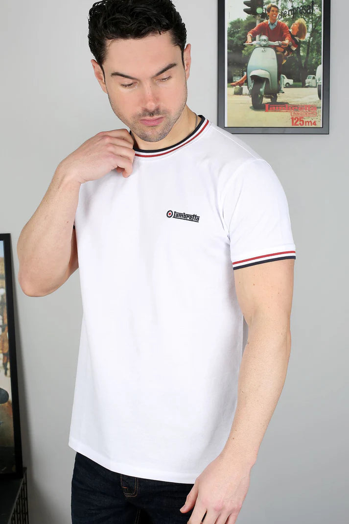 Lambretta Triple Tipped Pique T-Shirt, White