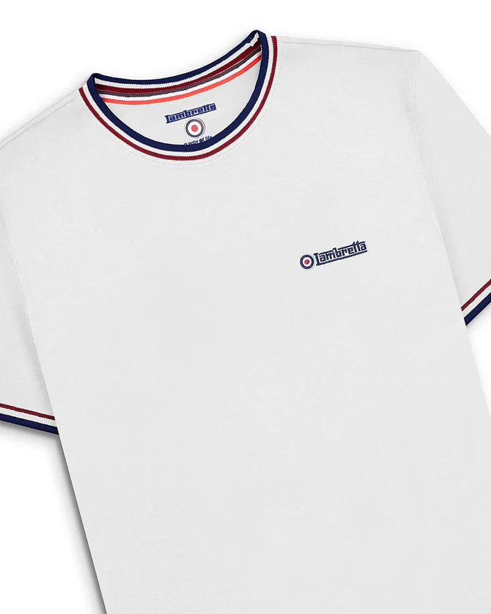 Lambretta Triple Tipped Pique T-Shirt, White
