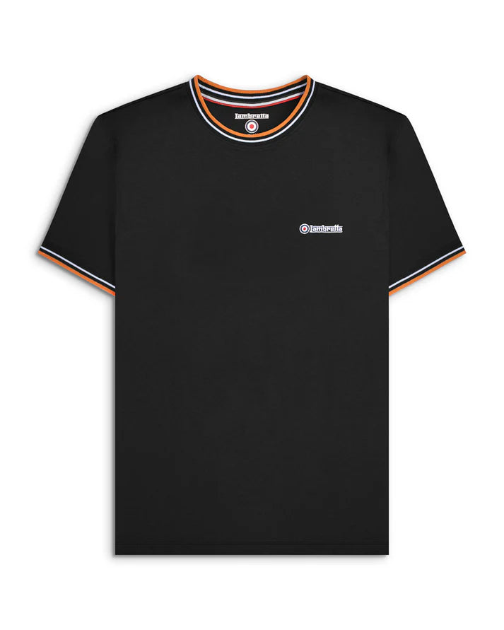 Lambretta Twin Tipped Pique T-Shirt, Black