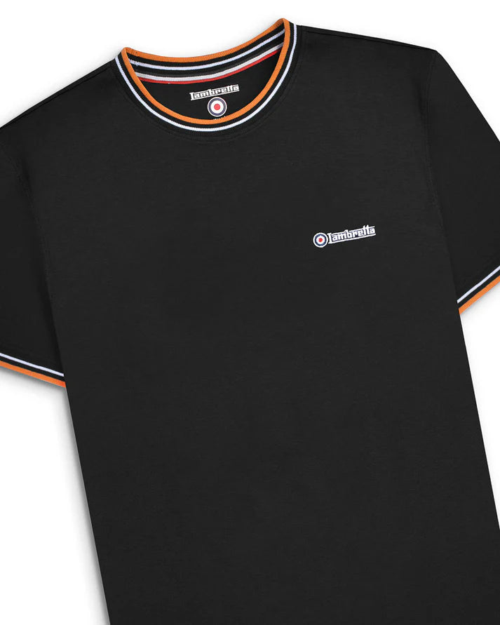 Lambretta Twin Tipped Pique T-Shirt, Black
