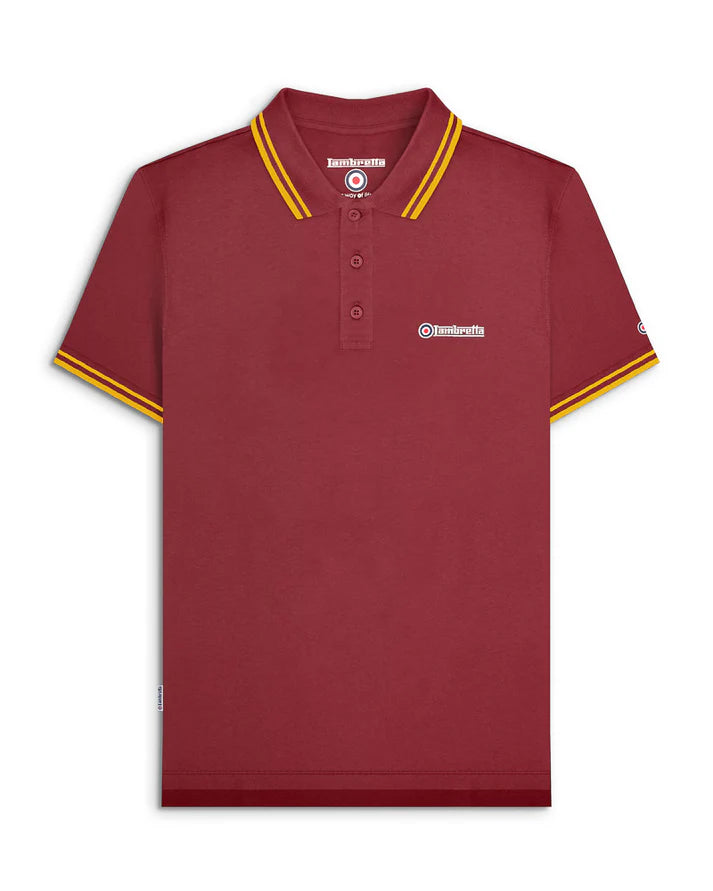 Lambretta Twin Tipped Polo Shirt, Burgundy