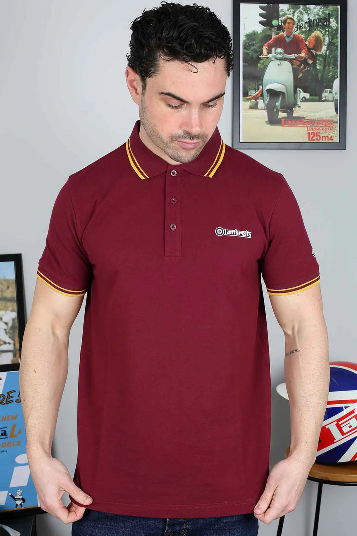 Lambretta Twin Tipped Polo Shirt, Burgundy