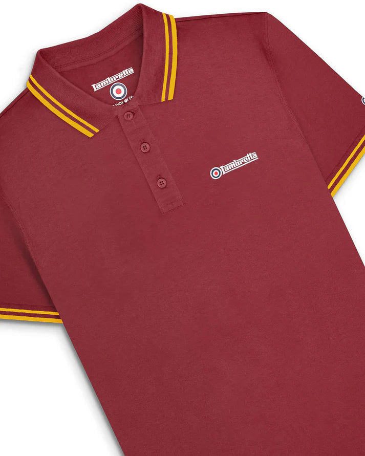 Lambretta Twin Tipped Polo Shirt, Burgundy