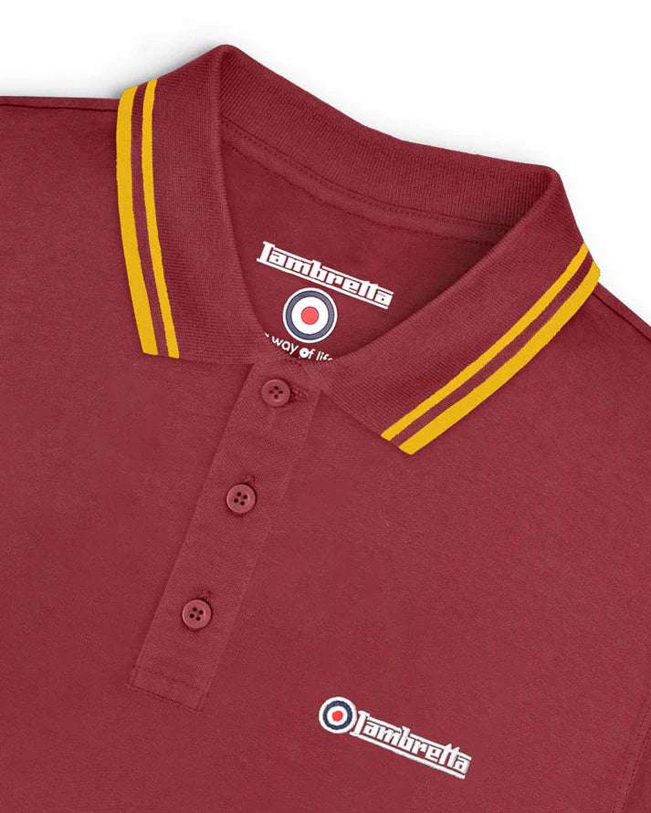 Lambretta Twin Tipped Polo Shirt, Burgundy