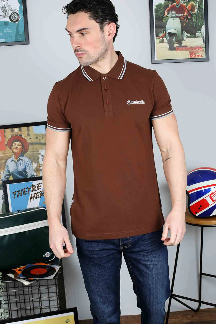Lambretta Twin Tipped Polo Shirt, Brown