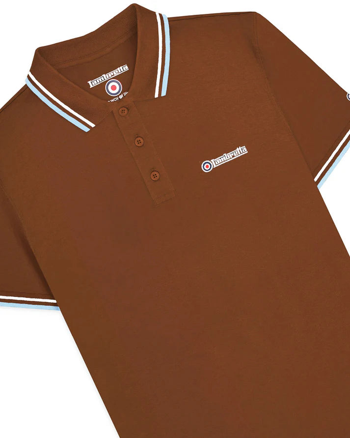 Lambretta Twin Tipped Polo Shirt, Brown