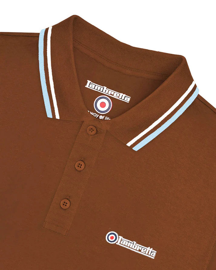 Lambretta Twin Tipped Polo Shirt, Brown
