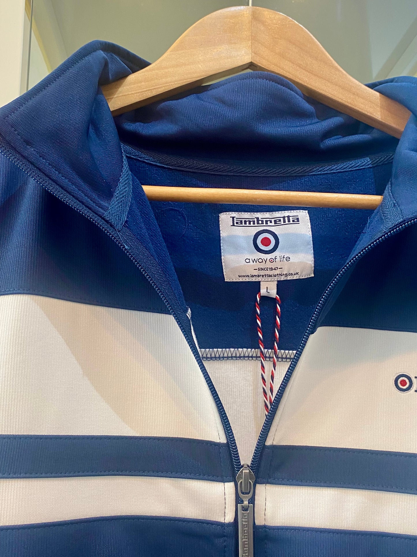 Lambretta Track Jacket, Navy & White