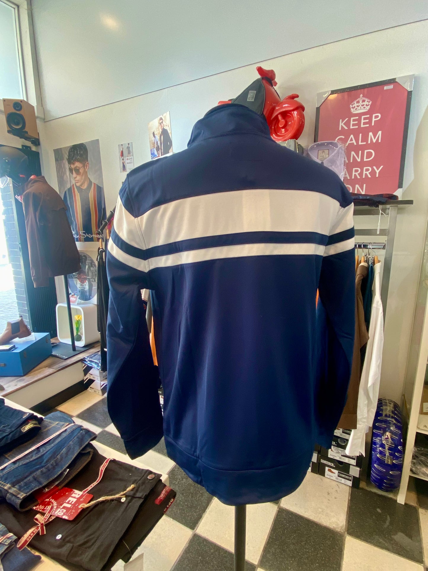 Lambretta Track Jacket, Navy & White