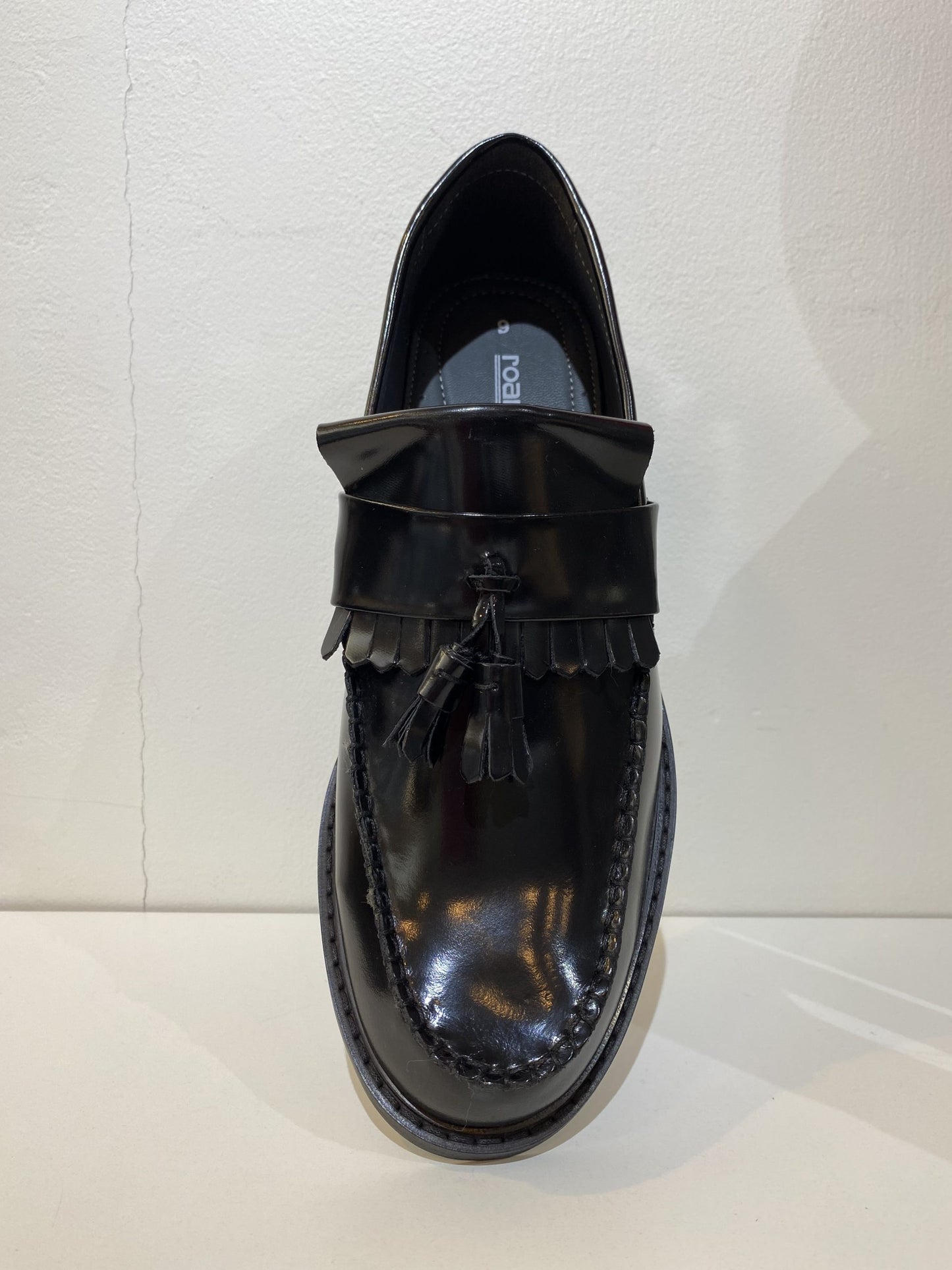 Roamers Hi Shine Tassel Loafers, Black