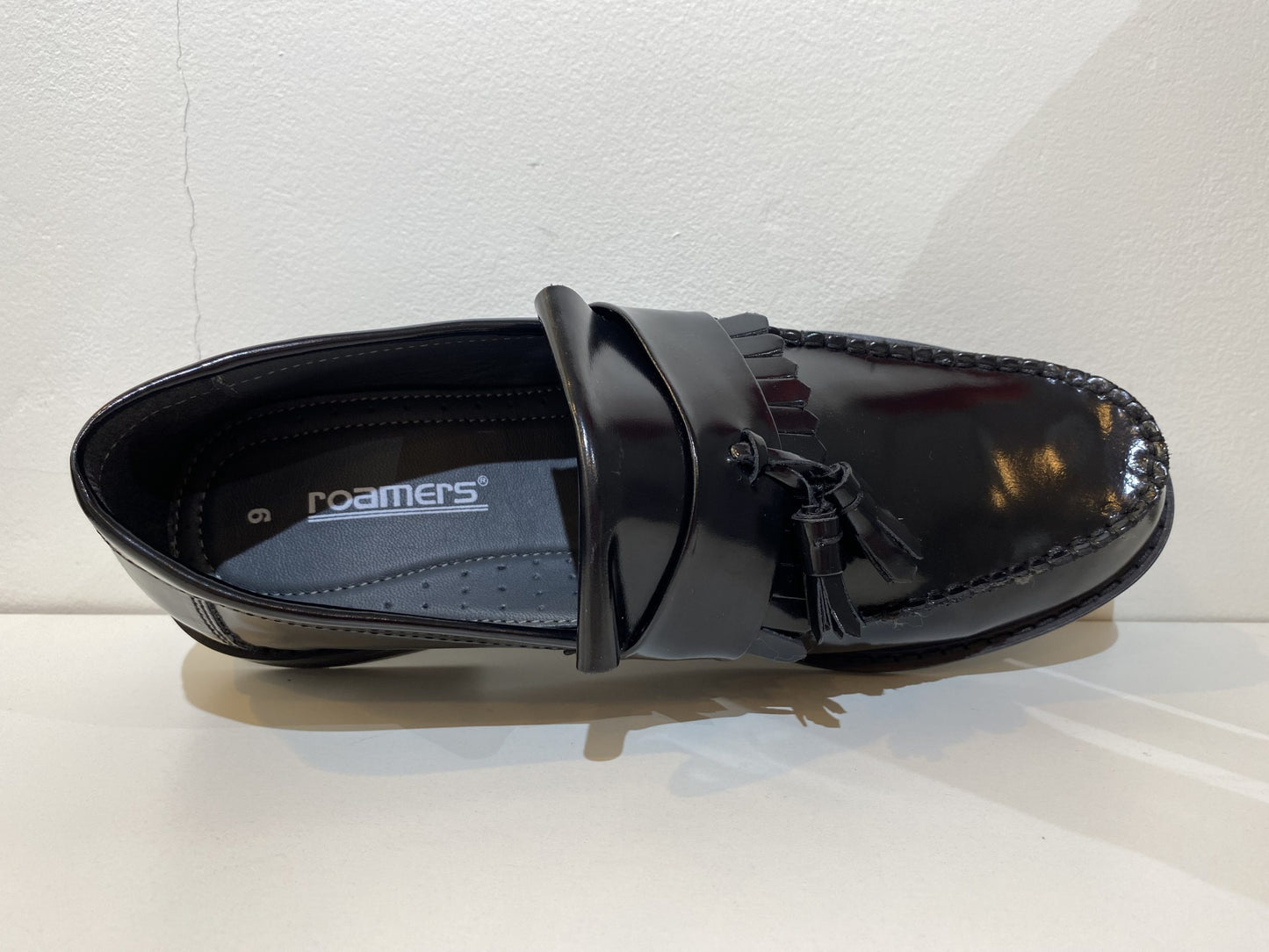Roamers Hi Shine Tassel Loafers, Black