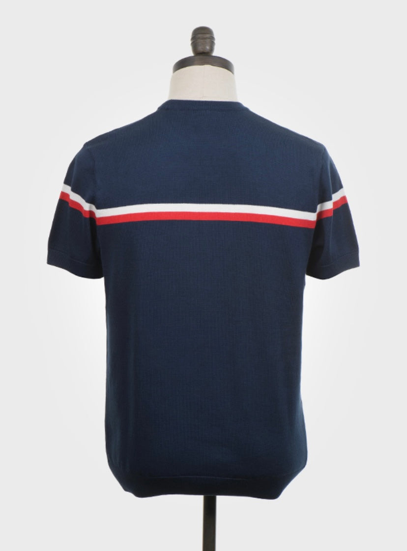 Art Gallery ‘Higgins’ Knitted T-Shirt, Navy Blue