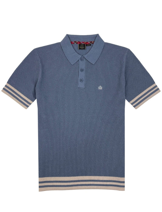 Merc ‘Jamie’ Knit Polo Shirt, Trooper Blue