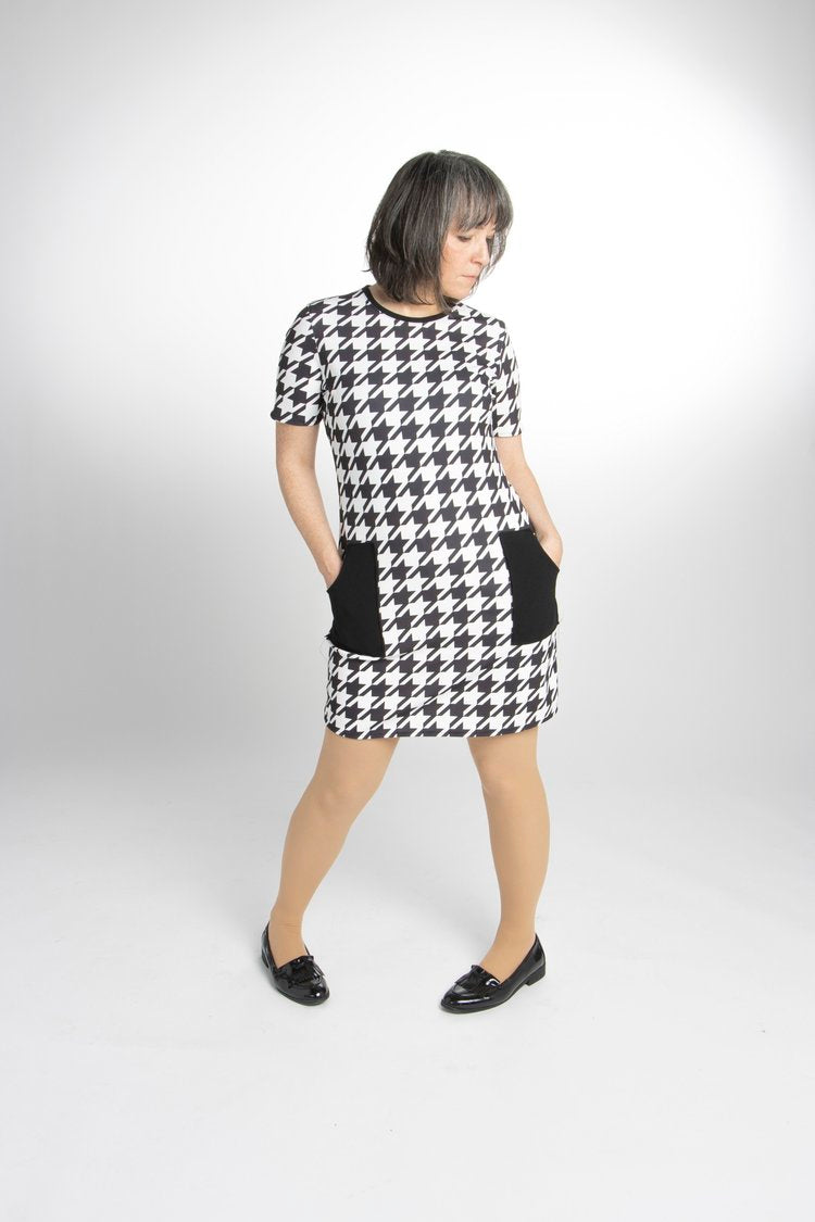 Love Her Madly ‘Shirley’ Black & White Dogtooth Dress