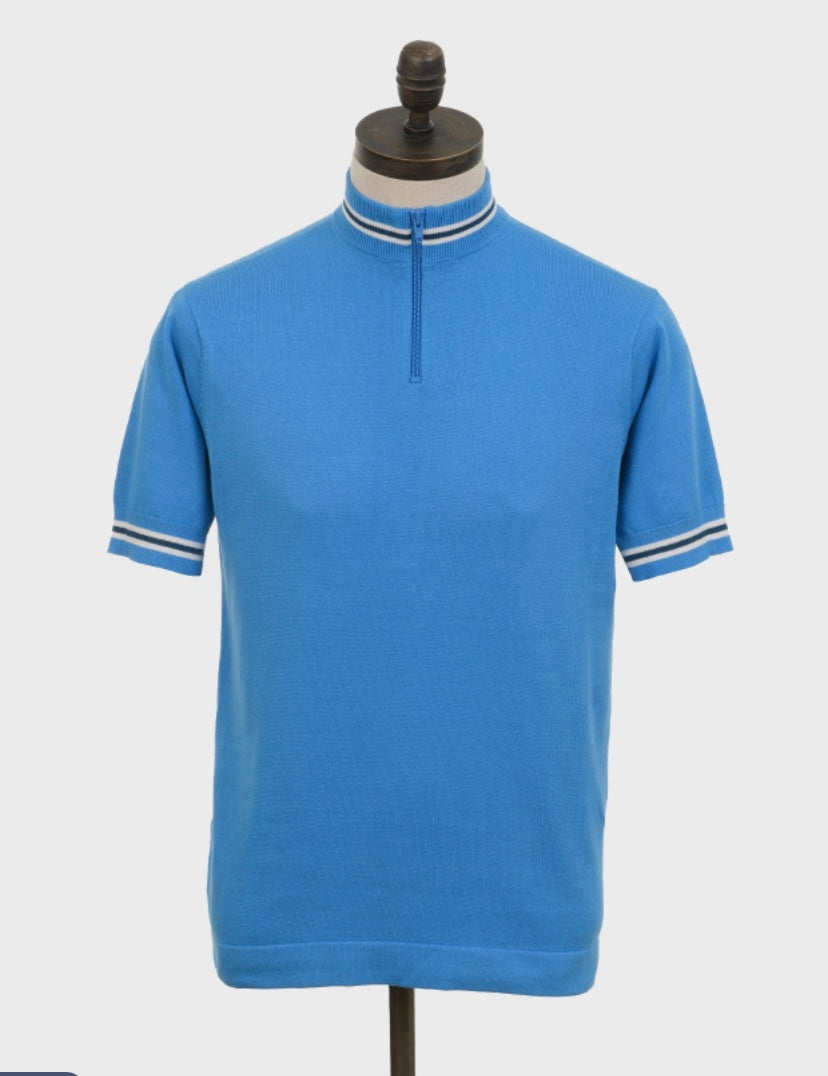 Art Gallery ‘Hoban’ Knitted Cycling Top, Ibiza Blue