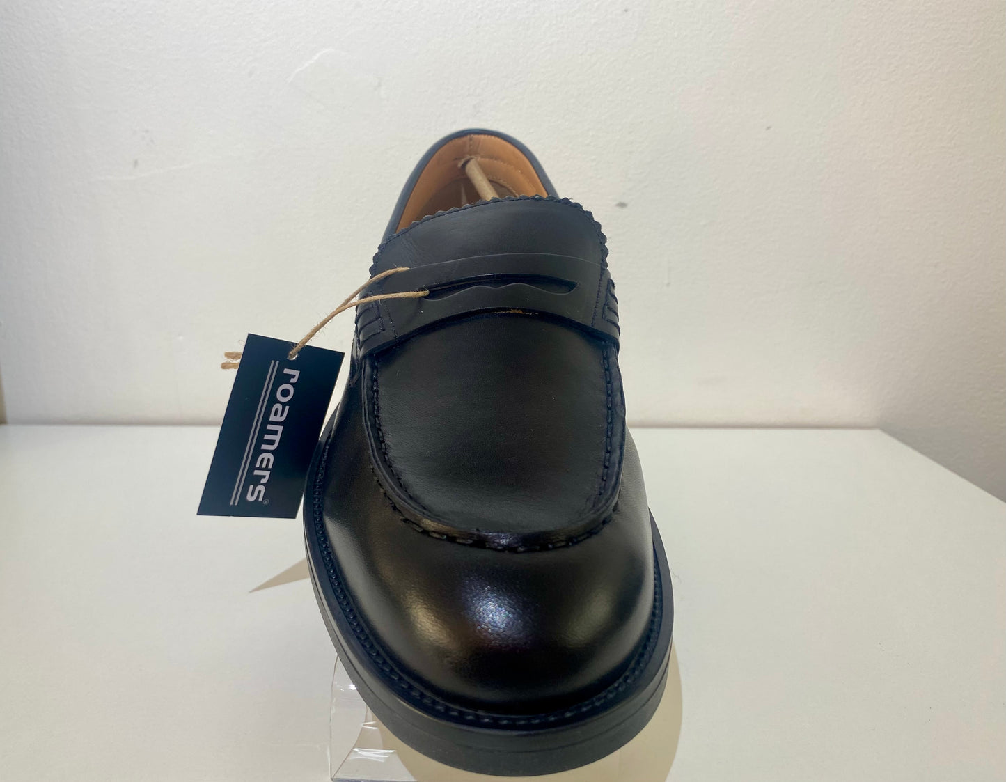 Roamers Black Leather Penny Loafers