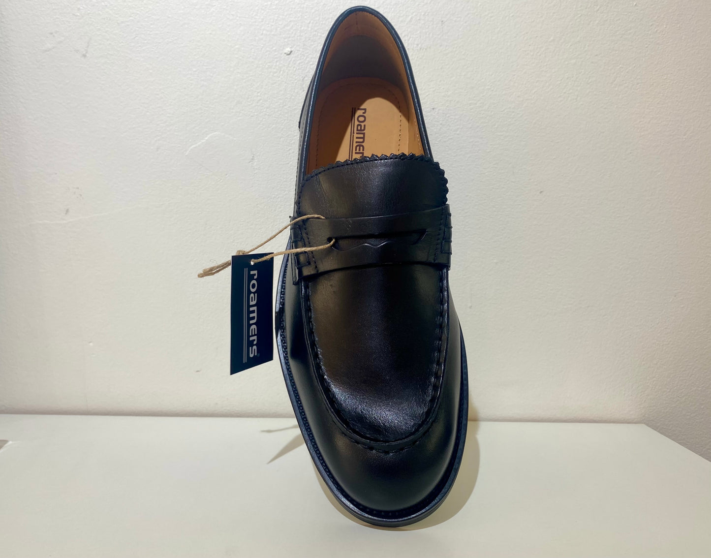 Roamers Black Leather Penny Loafers