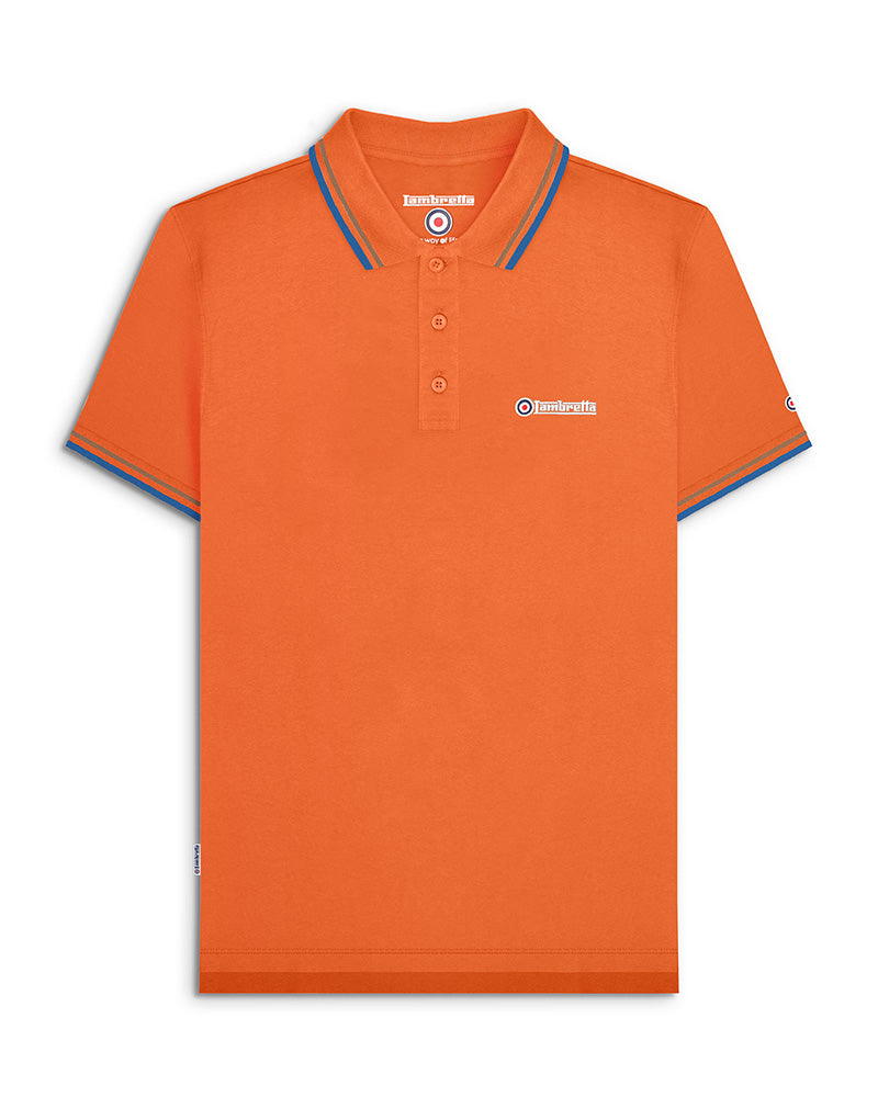 SALE Twin Tipped Polo Shirt from Lambretta, Burnt Orange