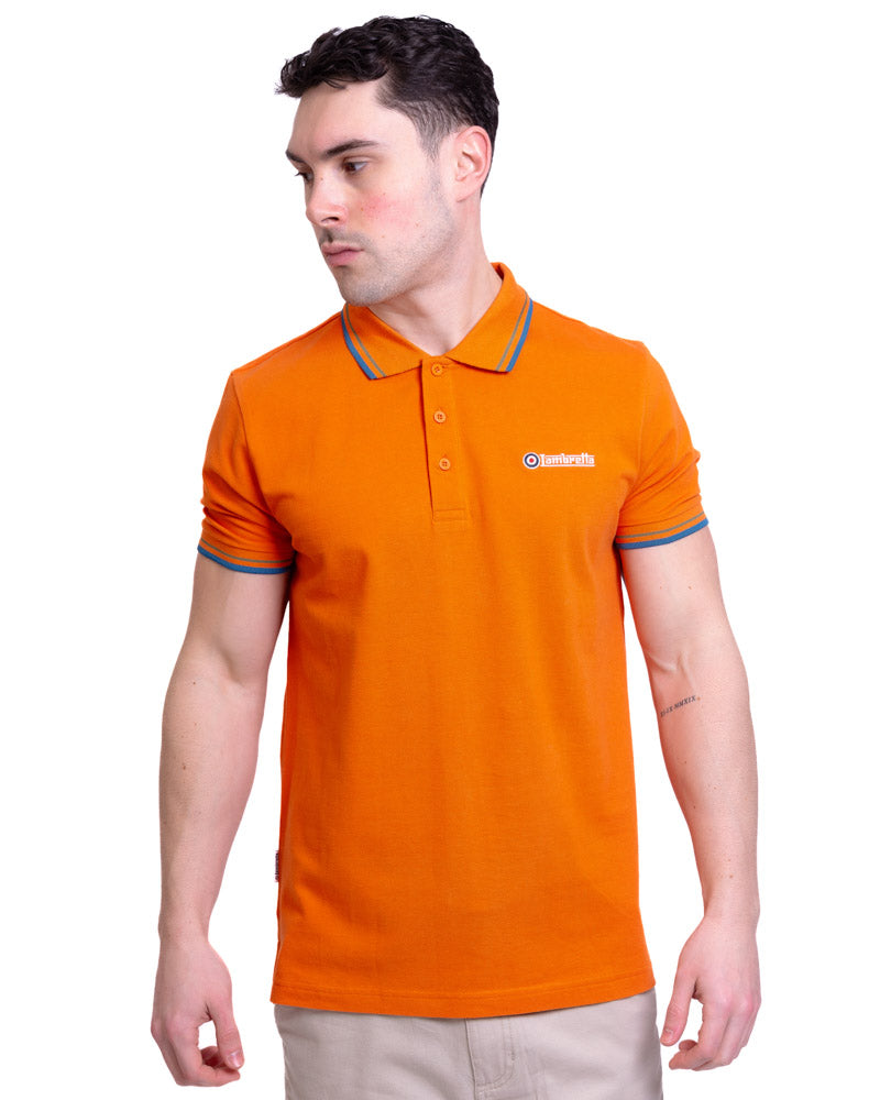 SALE Twin Tipped Polo Shirt from Lambretta, Burnt Orange