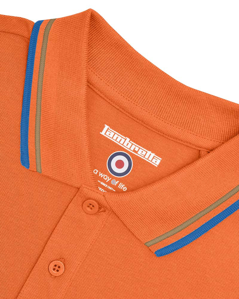 SALE Twin Tipped Polo Shirt from Lambretta, Burnt Orange