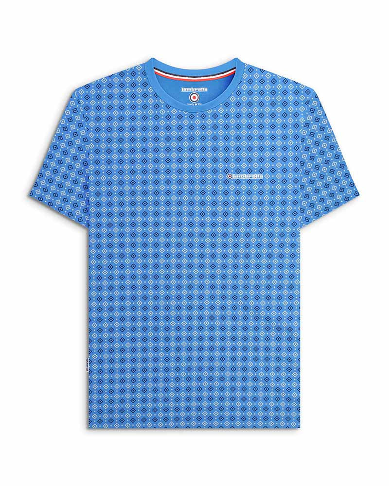 SALE Lambretta Geometric Print T-Shirt, Vallarta Blue