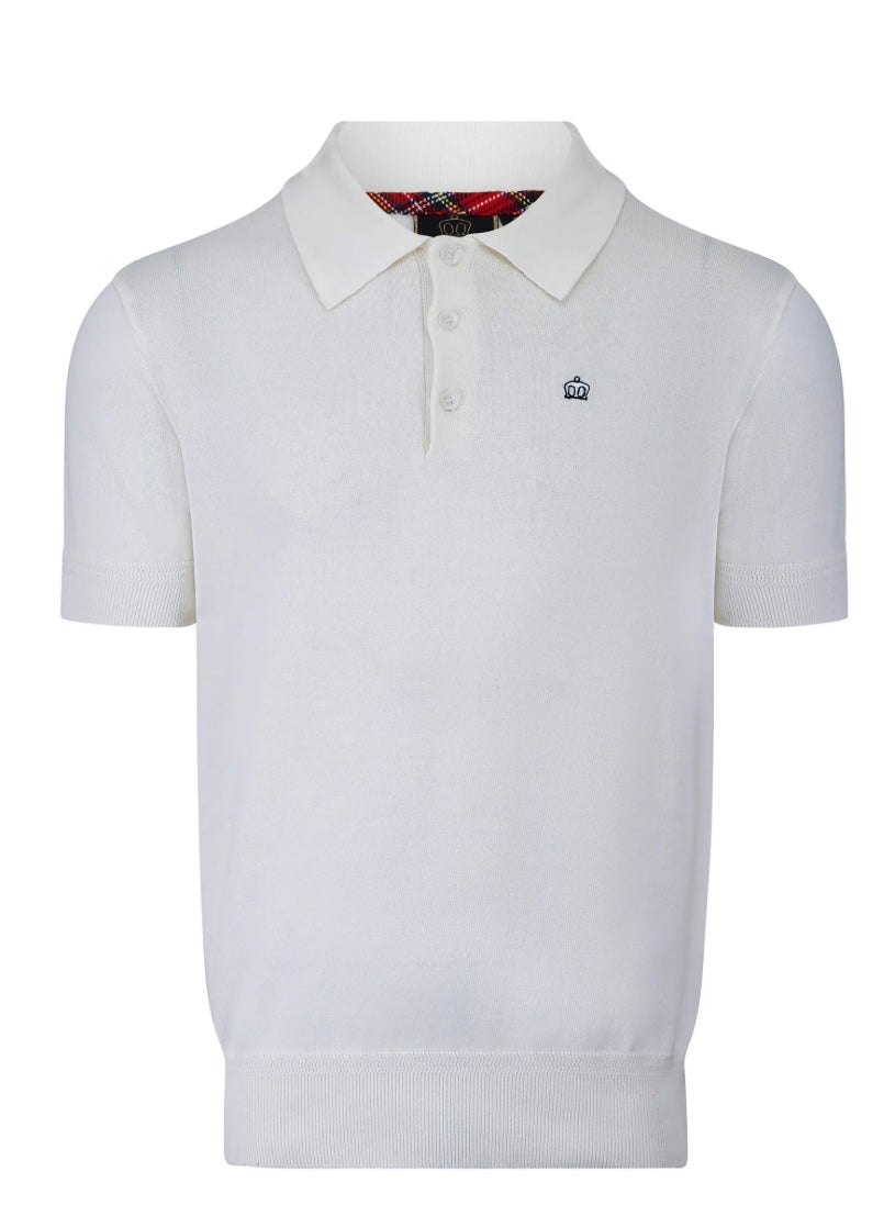 Merc ‘Archie’ Knitted Polo Shirt, Off White