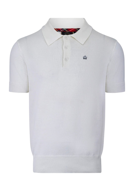 Merc ‘Archie’ Knitted Polo Shirt, Off White