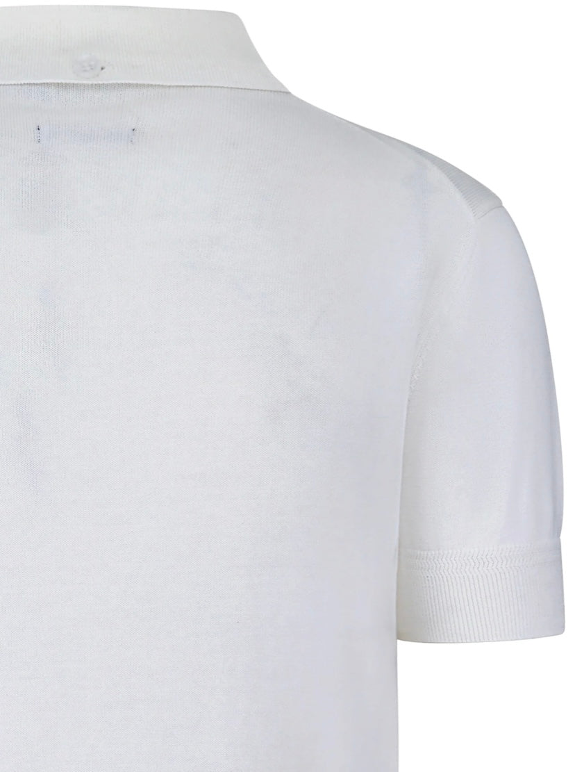Merc ‘Archie’ Knitted Polo Shirt, Off White
