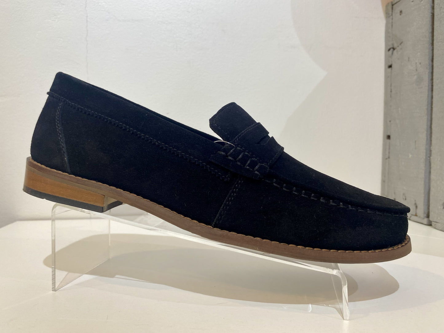 Roamers Black Suede Slip On Loafer Shoes