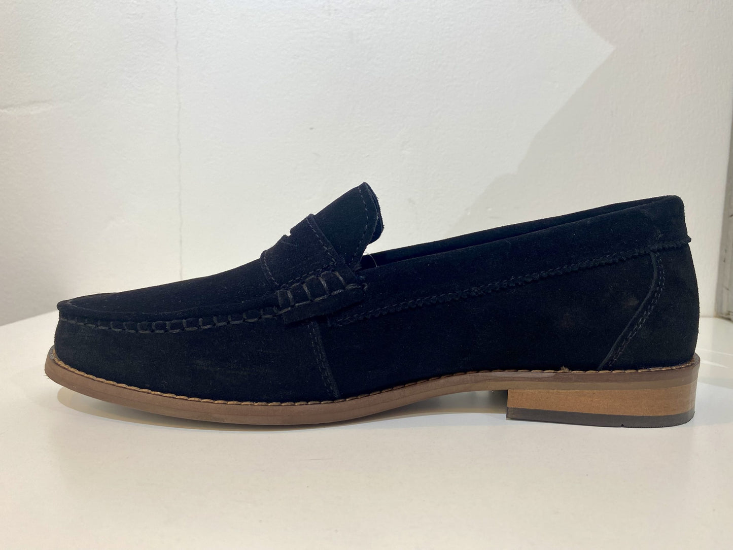 Roamers Black Suede Slip On Loafer Shoes