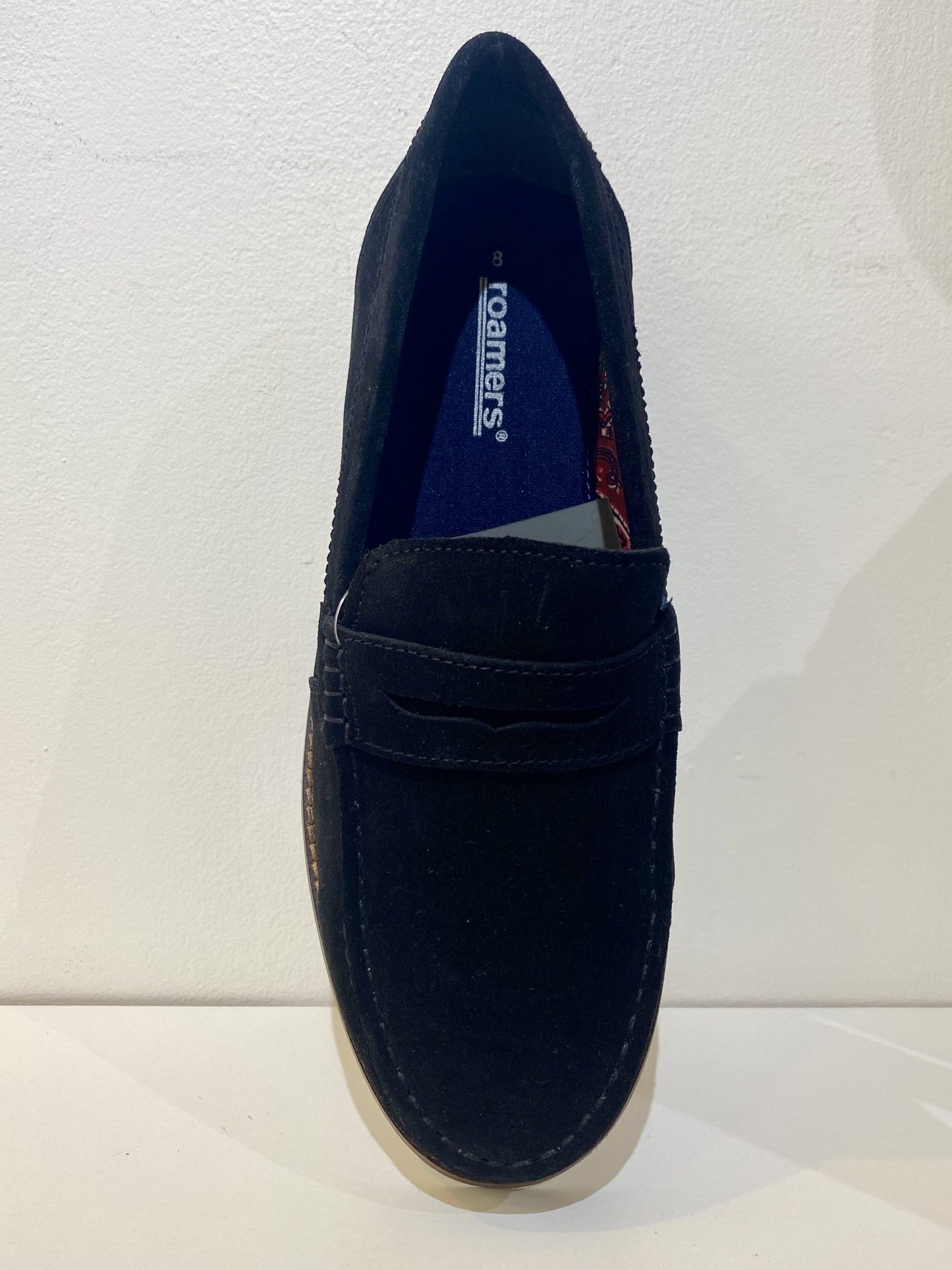 Roamers Black Suede Slip On Loafer Shoes