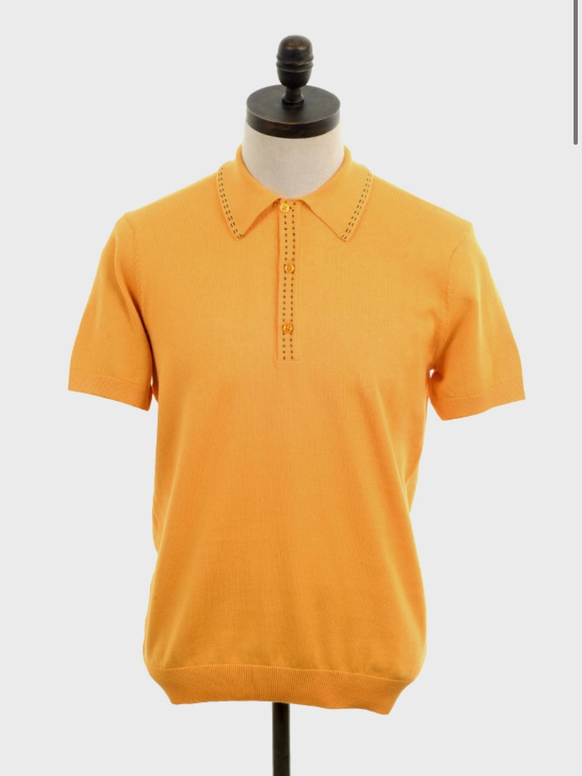 Art Gallery ‘Moore’ Knitted Polo Shirt, Amber