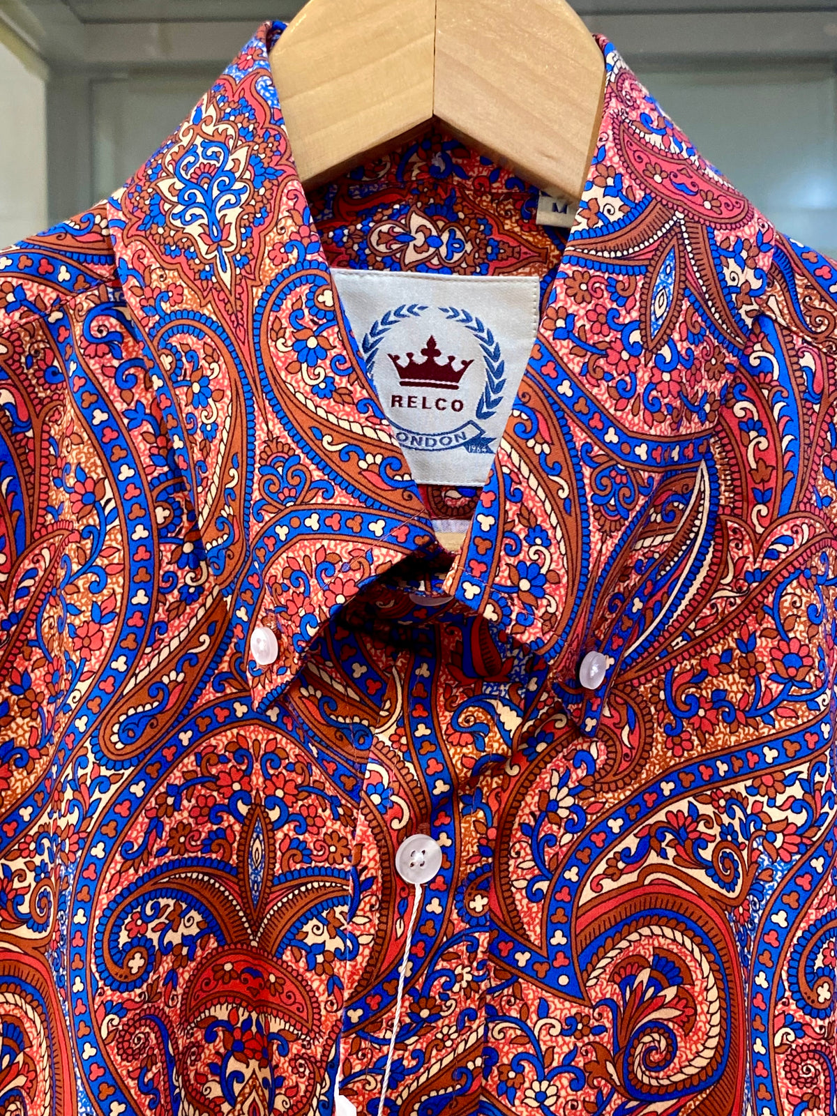 Relco Paisley Cotton Long-Sleeved Shirt, Orange